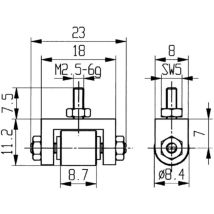 Palpeur d. 8,4 mm rouleau M2,5 acier adapté à horloges de mesure