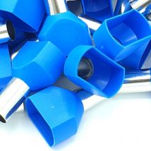 Embouts à sertir 100pcs 16mm bleu à double sertissage