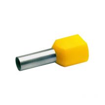 Embouts à Douille twin Jaune Preisolees pour 2 Câbles 6 mmq
