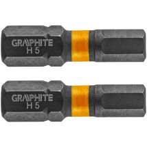 Embouts à chocs GRAPHITE HEX5 25 mm – 2 pièces – Acier S2 – Embout pour visseuse – TRESICE FRANCE