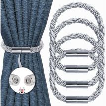 Embrasse pour Rideaux avec Boutons Magnétique, Lot de 4 Embrasse à Rideaux Aimantée Retenues de Draperie Tressage Embrasses de Rideaux, Décorative