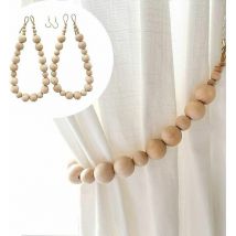 Embrasses de rideaux Attaches de rideaux Corde Boho Embrasse de rideau Dos Porte-rideaux de ferme pour rideaux Attaches de rideaux de perles de bois