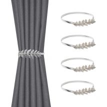 Embrasses de rideaux, lot de 4, supports de rideaux flexibles en métal simples et modernes