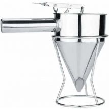 Jalleria - Embudo de émbolo - Embudo dispensador de acero inoxidable para hornear con soporte para postres y pasteles para uso en panadería Embudo de