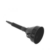 Embudo de plástico negro con pico flexible. Cogex