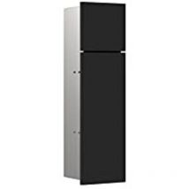 Emco - Asis Pure-Armadietto da Incasso per Il Bagno, Carta igienica e Porta scopino, con Funzione Push to Open, Colore: Nero Opaco, Legno, 17 cm x 60