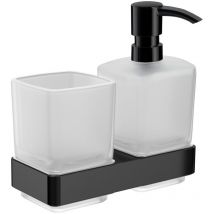 Tablette en verre/distributeur de savon Emco loft verre satinée noir