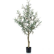 Emerald - Olivier artificiel 115 cm en pot en plastique