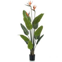 Emerald - Planta artificial Strelitzia con maceta y flores 120 cm