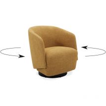 Mobilier Deco - emeric - Fauteuil cabriolet design pivotant en tissu jaune
