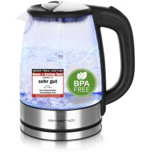 Bouilloire En Verre Wk-119988, 1,7 Litre, 2200 Watts, Éclairage Intérieur Led, Base À 360°, Gagnant Du Test Prix/performa - Emerio