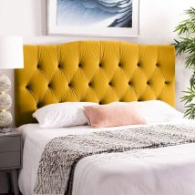Casa - Emia Mustard Plush Small Single 26 inch Strutted Headboard