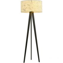 Emibig aston Schwarze dreibeinige Stehlampe mit braunen Stoffschirmen, 1x E27