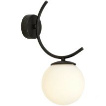 Emibig Lighting - Emibig boston Applique murale globe noire avec abat-jour en verre blanc, 1x E14