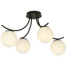 Emibig Lighting - Emibig boston Schwarze mehrarmige Kugel-Deckenleuchte mit weißen Glasschirmen, 4x E14