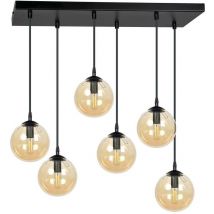 Emibig Lighting - Emibig cosmo Lámpara de techo colgante Globe Cluster negra con pantallas de cristal ámbar, 6x E14