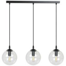 Emibig COSMO Plafonnier suspendu Globe Bar noir avec abat-jour en verre transparent, 3x E14