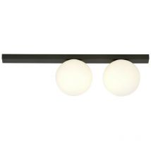 Emibig Lighting - Emibig fit Plafonnier globe noir avec abat-jour en verre blanc, 2x E14