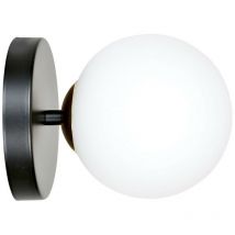 Emibig Lighting - Emibig floki Applique Globe Noir/Or avec Abat-Jour en Verre Blanc, 1x E14