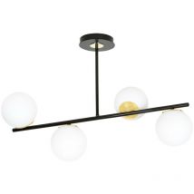 Emibig floki Lámpara de techo Globe negra/dorada con pantallas de cristal blanco, 4x E14