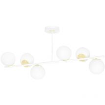 Emibig floki Plafoniera a globo bianco/oro con paralumi in vetro bianco, 6x E14