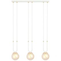 Emibig GLAM Plafonnier suspendu Globe Bar blanc avec abat-jour en verre ambré, 3x E14