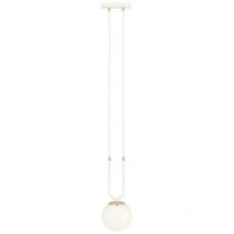 Emibig Lighting - Emibig glam Plafonnier suspendu globe blanc avec abat-jour en verre blanc, 1x E14