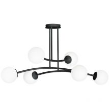Emibig halldor Plafoniera a globo nera con paralumi in vetro bianco, 6x E14