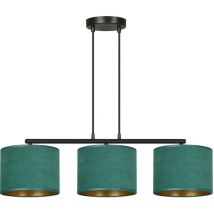 Lampadario 3 Luci Hilde In Acciaio Nero e Paralumi In Tessuto Verde