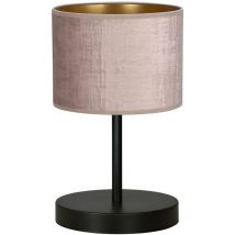 Lampada Da Tavolo 1 Luce Hilde In Acciaio Nero E Paralume In Tessuto Rosa