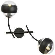 Emibig Lighting - Emibig hunter Applique murale globe noire avec abat-jour en verre transparent et noir, 2x E14