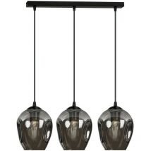 Emibig Lighting - Emibig istar Plafonnier barre noire avec abat-jour en verre graphite, 3x E27
