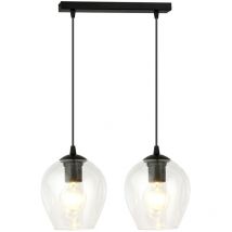 Lampadario 2 Luci Istar In Acciaio Nero e Vetro Trasparente