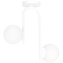 Emibig Lighting - Emibig kalf Plafonnier globe blanc avec abat-jour en verre blanc, 2x E14