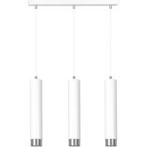 Lampadario 3 Luci Kibo In Acciaio Bianco e Tubolari In Bianco e Cromo