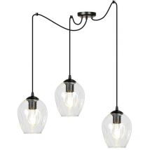 Emibig Lighting - Emibig level Plafonnier suspendu en forme de dôme en verre noir avec abat-jour en verre transparent, 3x E27