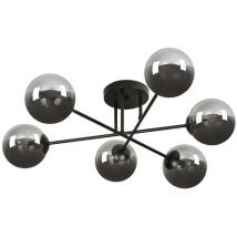 Emibig brendi Black Globe Multi Arm Semi Flush Deckenleuchte mit Graphitglasschirmen, 6x E14
