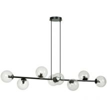 Emibig Lighting - Emibig rossi Schwarze Kugel-Pendel-Deckenleuchte mit klaren Glasschirmen, 8x E14
