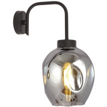 Applique Moderna 1 Luce Lukka In Accaio Nero E Vetro Fumè
