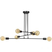 Lampadario Industrial 6 Luci Multiplo In Acciaio Nero a Bracci