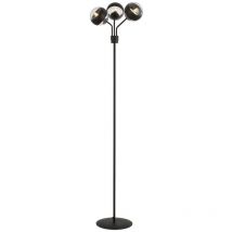 Emibig nova Lampada da terra multibraccio Black Globe con paralumi in vetro nero trasparente, 3x E14