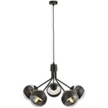 Emibig Lighting - Emibig nova Black Globe Pendel-Deckenleuchte mit klaren, schwarzen Glasschirmen, 5x E14