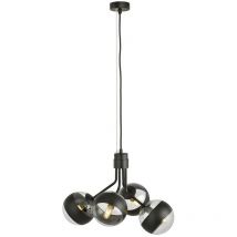 Emibig Lighting - Emibig nova Plafonnier suspendu globe noir avec abat-jour en verre transparent et noir, 4x E14