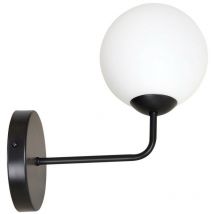 Emibig Lighting - Emibig pregos Applique murale globe noire avec abat-jour en verre blanc, 1x E14