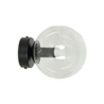 Applique 1 Luce Rossi In Acciaio Nero e Sfera In Vetro Trasparente