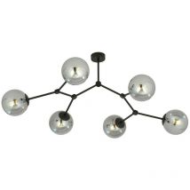 Emibig Lighting - Emibig space Plafonnier globe noir avec abat-jour en verre graphite, 6x E14