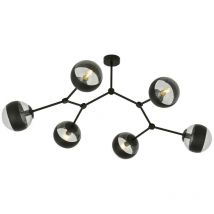 Emibig Lighting - Emibig space Schwarze Kugel-Deckenleuchte mit klaren, schwarzen Glasschirmen, 6x E14