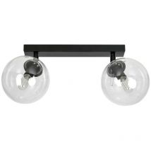 Emibig tofi Faretto da soffitto Twin Globe nero con paralumi in vetro trasparente, 2x E14