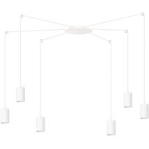 Sospensione a Ragno In Acciaio Bianco 6 Luci Tracker Con Cavo 3 Metri