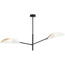 Lampadario 2 Luci Vene In Acciao Nero e Bianco Oro Con Bracci Mobili